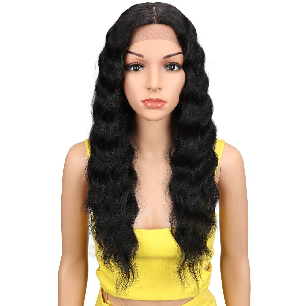 24-Inch Wavy Lace Front Wig for Black Women Heat Resistant Synthetic Hair