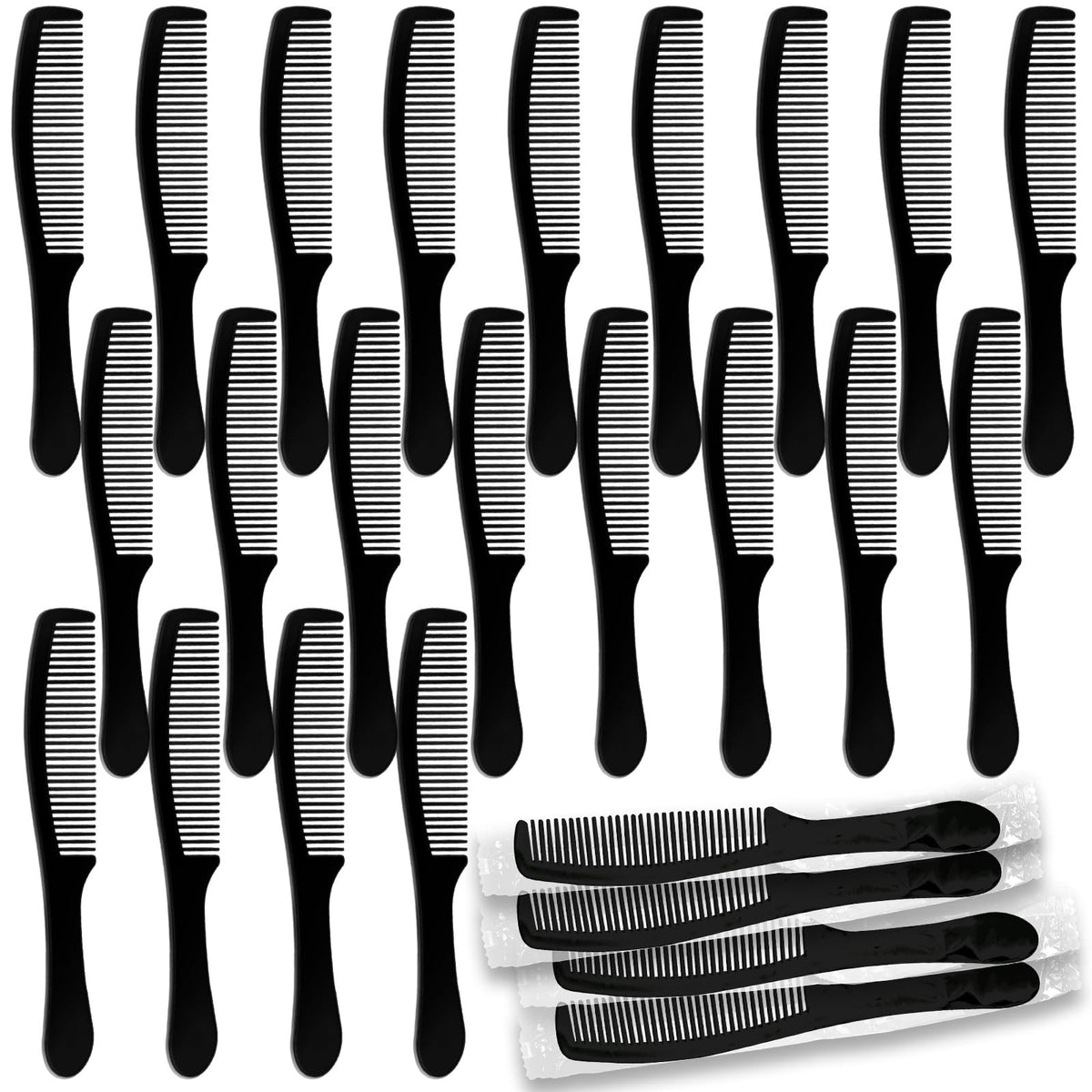 Disposable Hair Combs Pack of 100 Black 6.5 Inch Plastic Hair Styling Tools