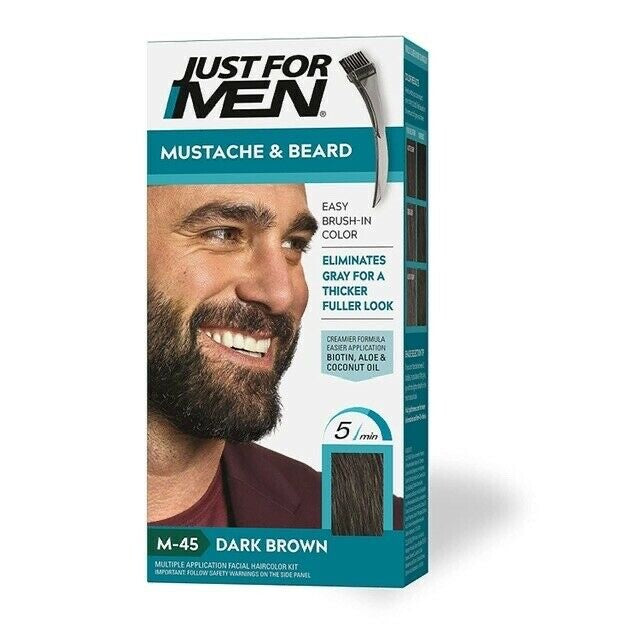 2 Pack Beard & Mustache Coloring Brush Kit for Gray Hair - Dark Brown