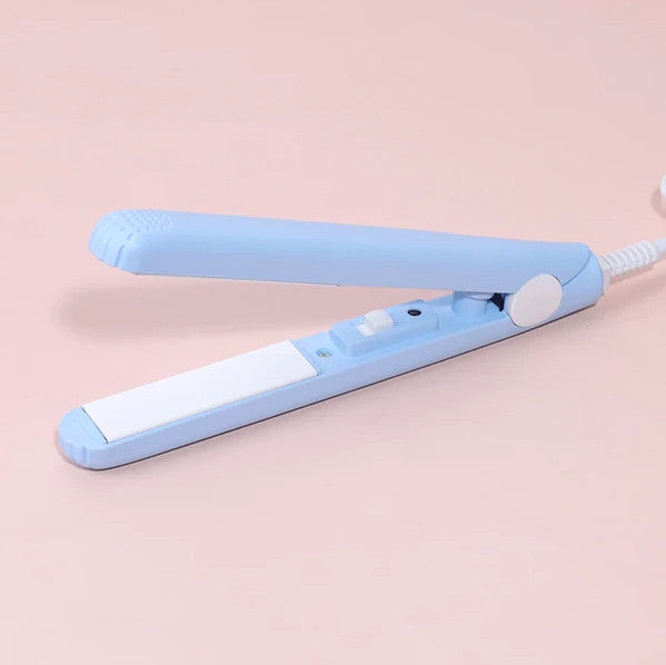 Mini Travel Hair Straightener and Curler - Compact Ceramic Flat Iron for Touch-Ups