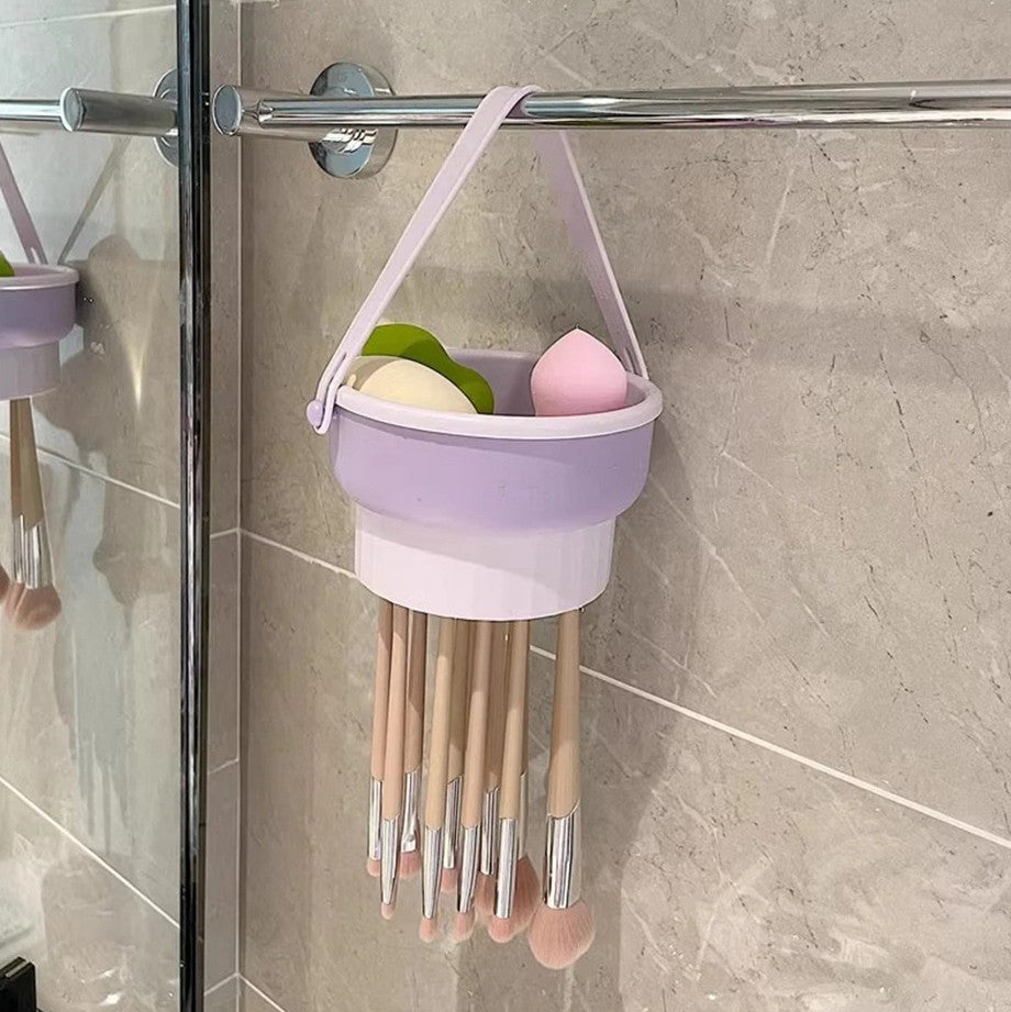 Silicone Makeup Brush Cleaning Bowl & Drying Tool - Portable & Reusable