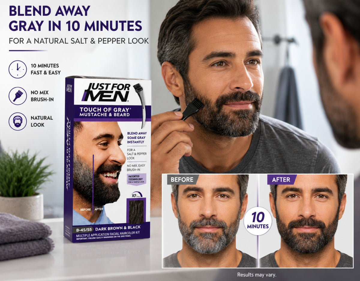 Men's Beard & Mustache Gray Cover Cream 6 Pack - Natural Hair Color