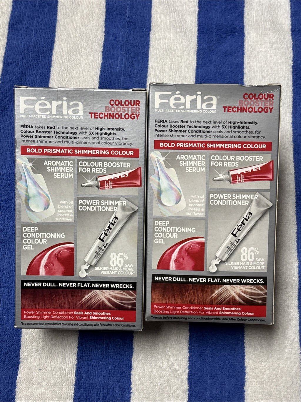 Lot of 2 L'Oreal Féria Power Reds Hair Dye Set - R57 Cherry Crush & R68 Rich Auburn