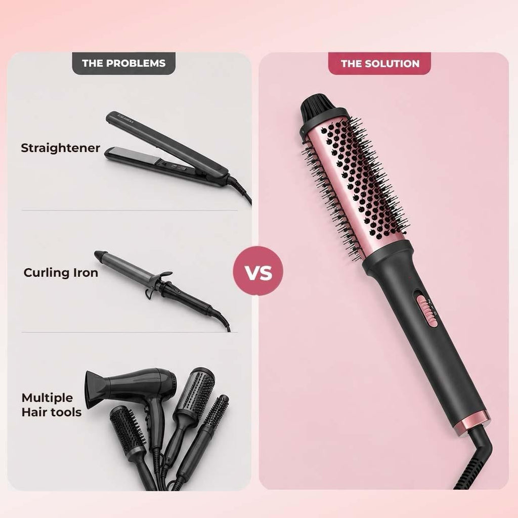 3-in-1 Hot Air Brush 38mm Curling & Volumizer Styling Comb