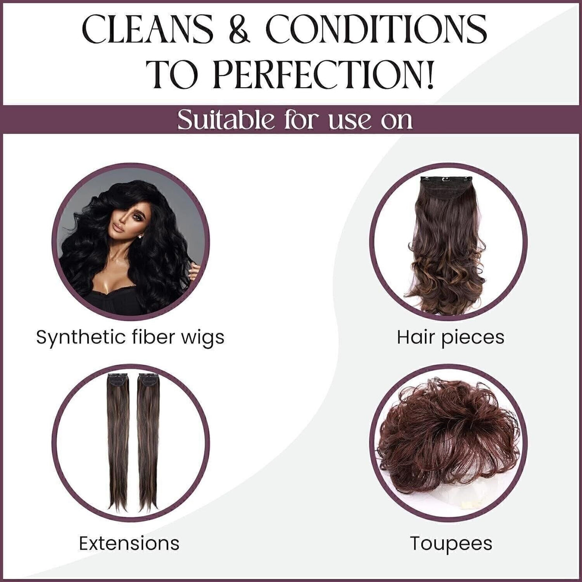 Non-Static Shampoo & Conditioner Set for Synthetic & Natural Hair Wigs - 16 Oz