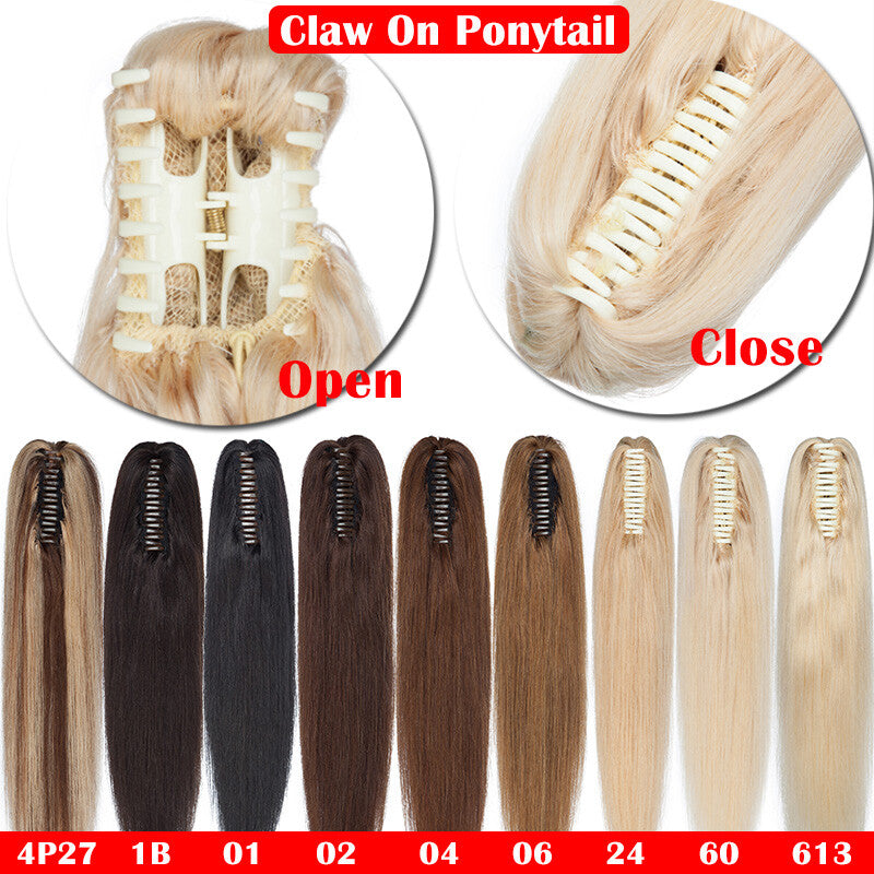 Remy Human Hair Ponytail Extensions Claw In Thick 100G for Natural Look