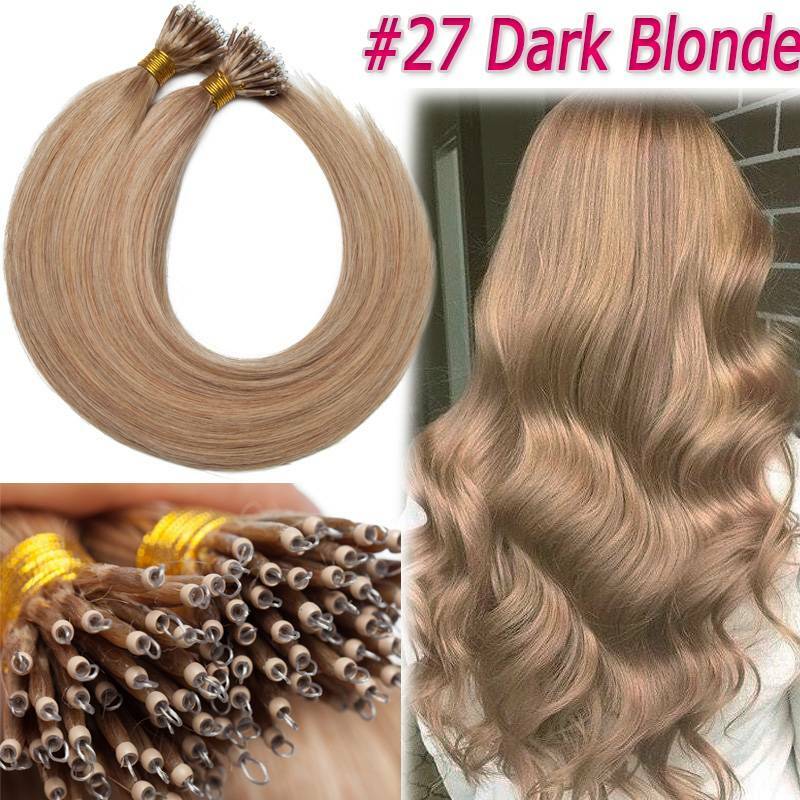 Thick Nano Ring Hair Extensions - Micro Link Bead Tips, Remy Human Hair