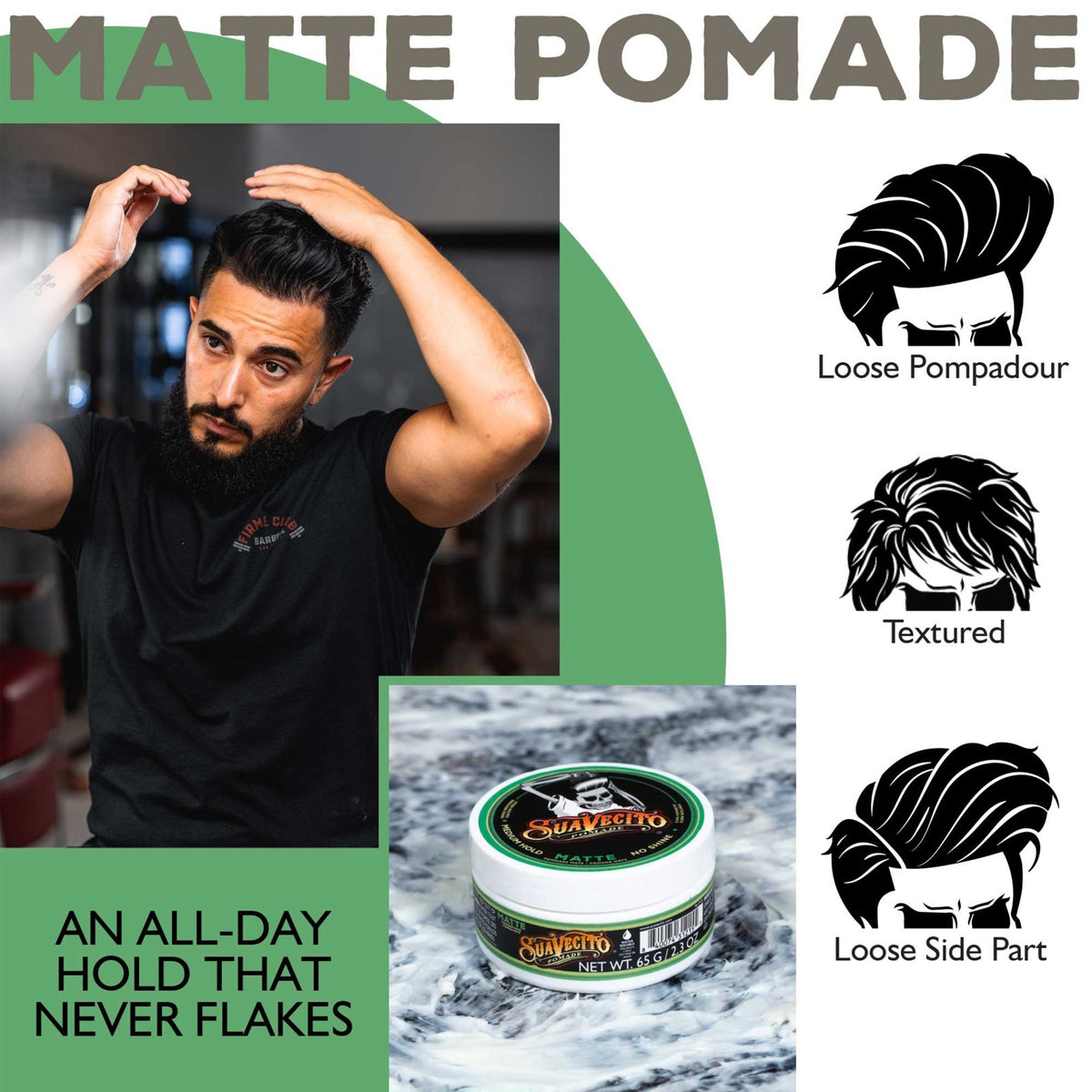 Suavecito Matte Hair Pomade 2.3 oz. Natural Finish, Strong Hold