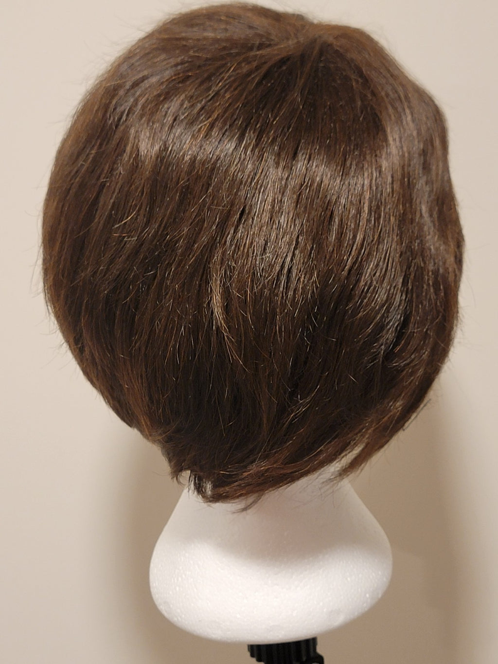 Short Human Hair Blend Wig with Bangs - Pixie Cut, Black Brown