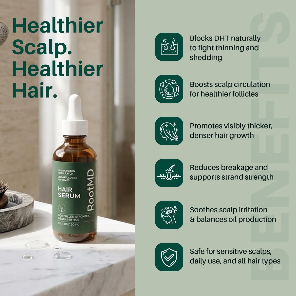 Hair Growth Serum for Thinning Hair with DHT Blocker - 2 Pack