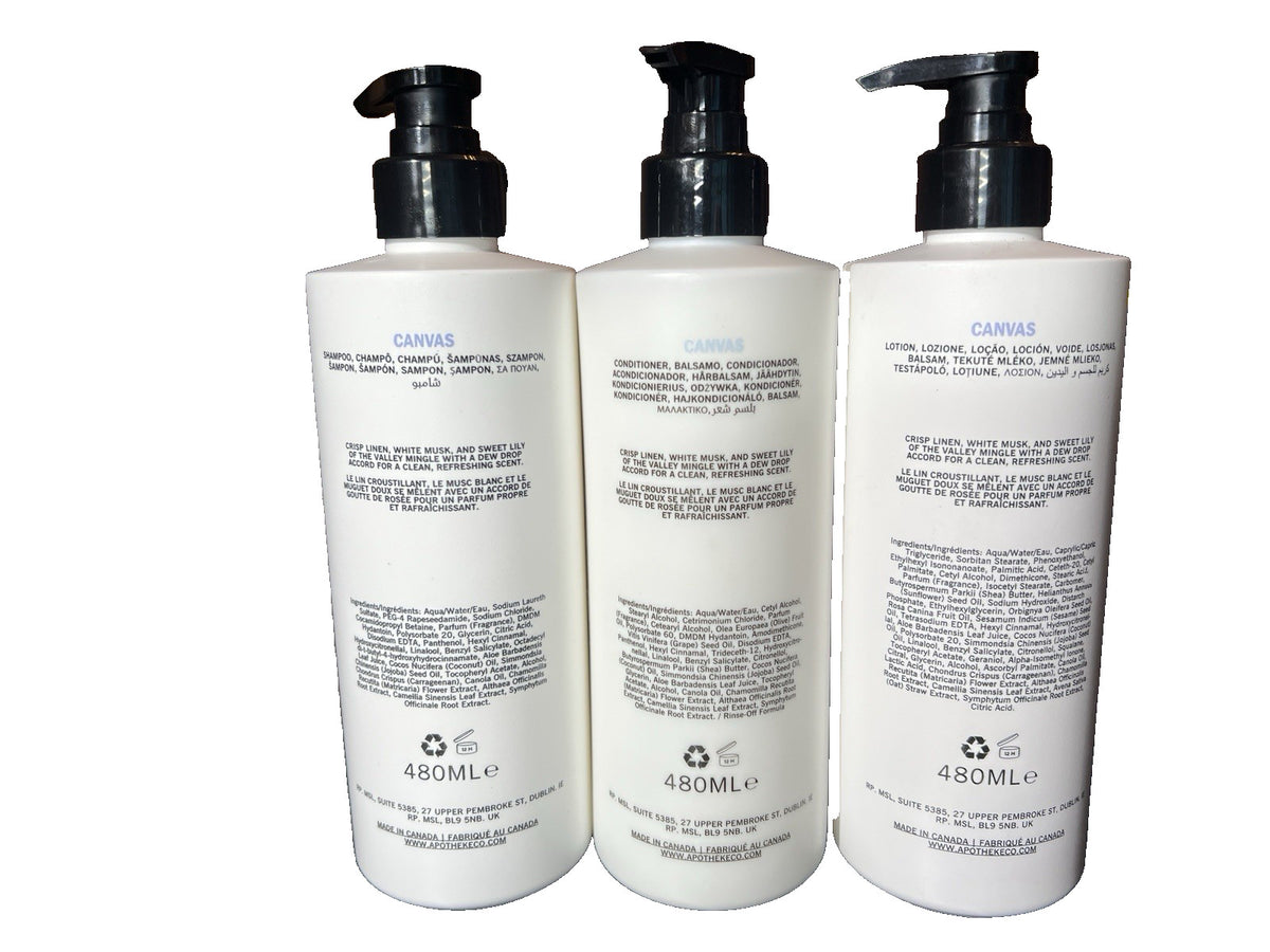 Plant-Based Shampoo Conditioner & Lotion Set - 16.2 Oz Bundle