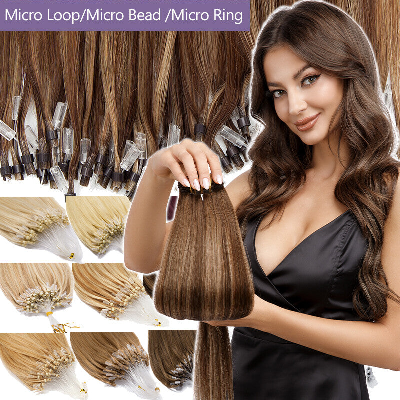 Remy Human Hair Extensions Micro Loop Beads Thick 1G/S Multiple Variants