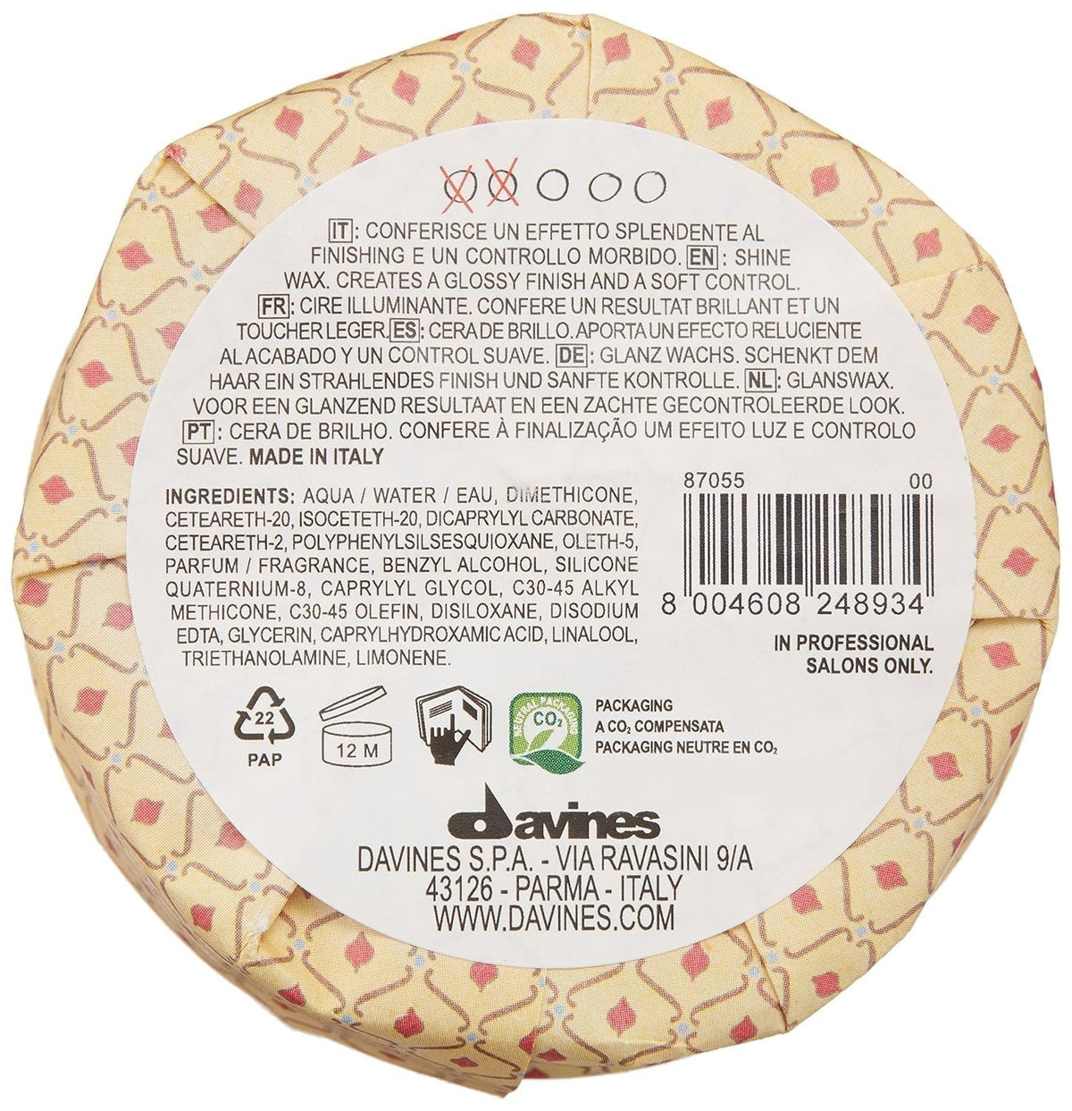 Davines This Is A Shine Wax Glossy Styling Cream Light-Hold 2.72 oz