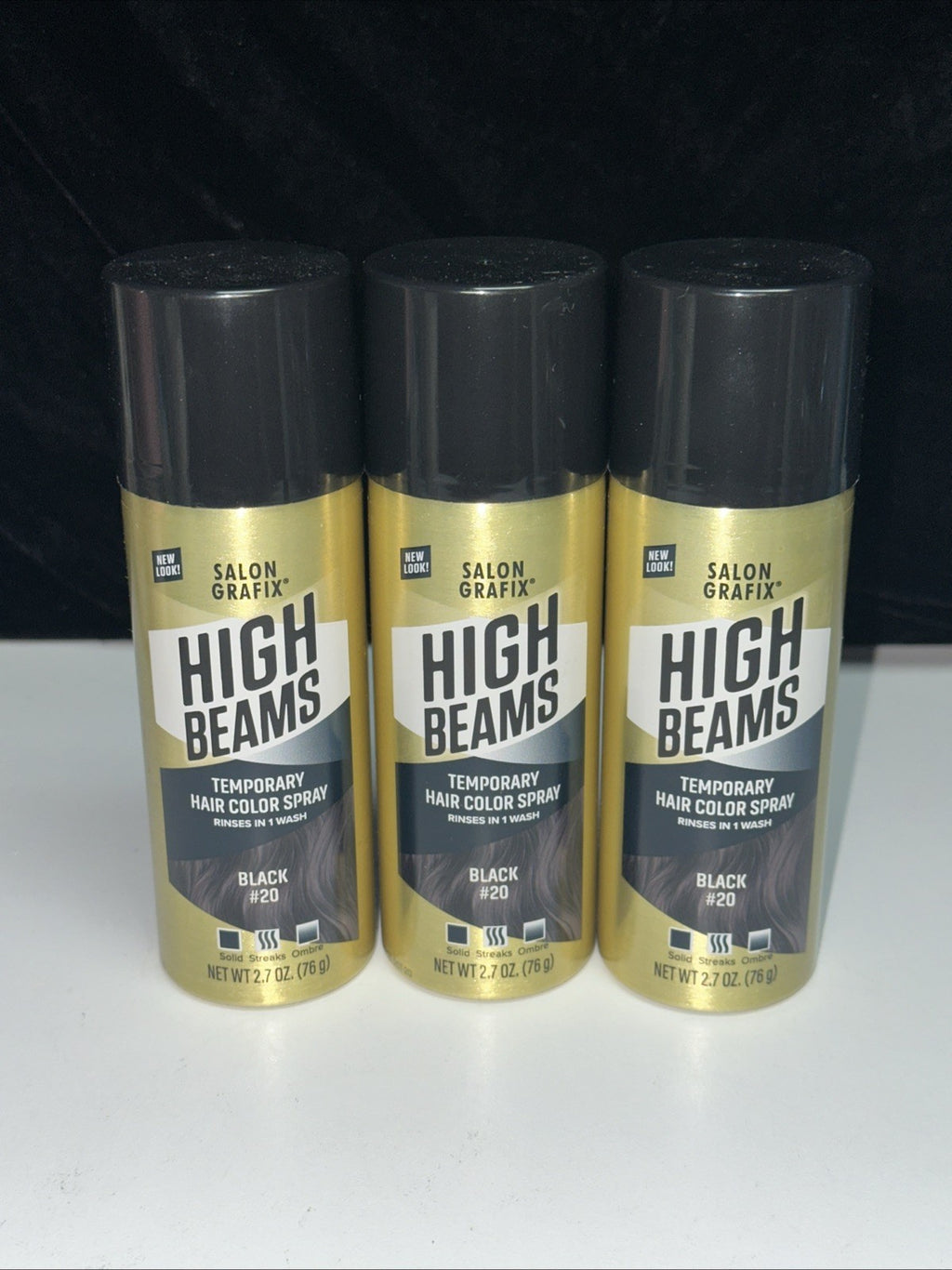 Black Temporary Hair Color Spray - 3 Cans, 2.7 oz Each, Easy Wash-Out