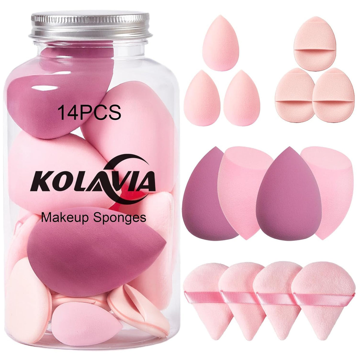 14PCS Makeup Sponge Set for Flawless Foundation Blending - Sensitive Skin Friendly