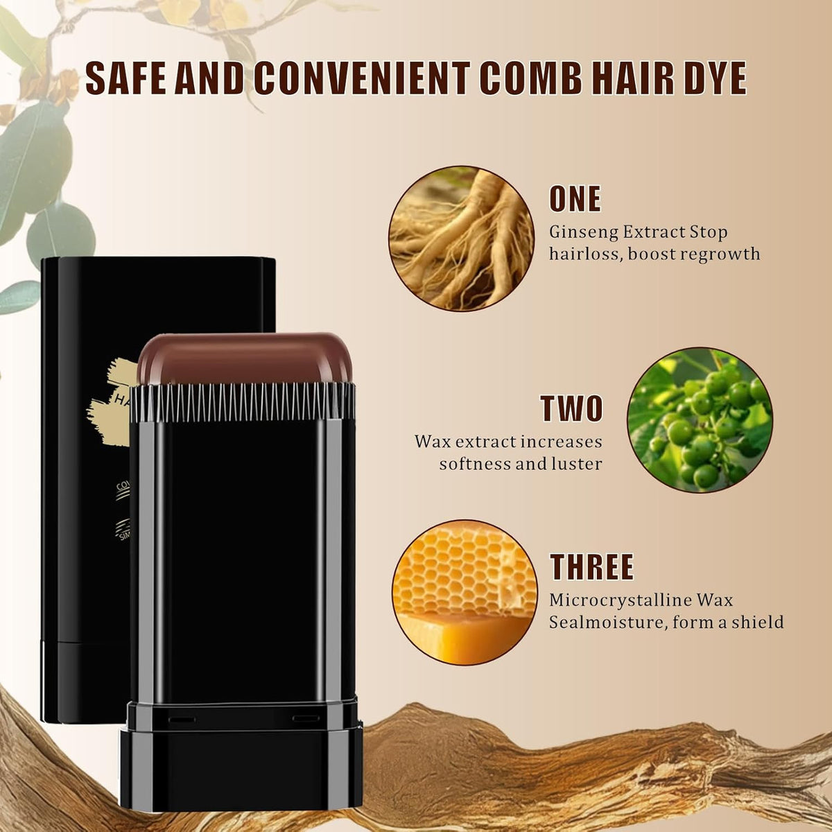 Temporary Hair Tinte Pencil Set with Comb - 3 Colors for Root Covering