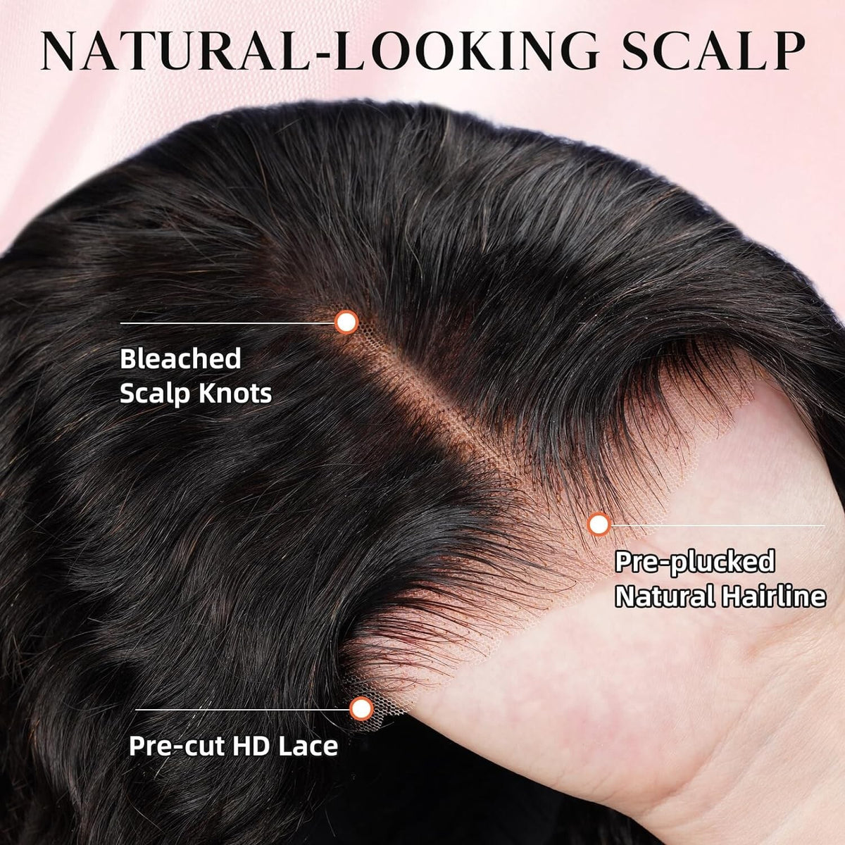 Heat Resistant Lace Front Wigs Long Black Wavy Synthetic Wig with 180% Density