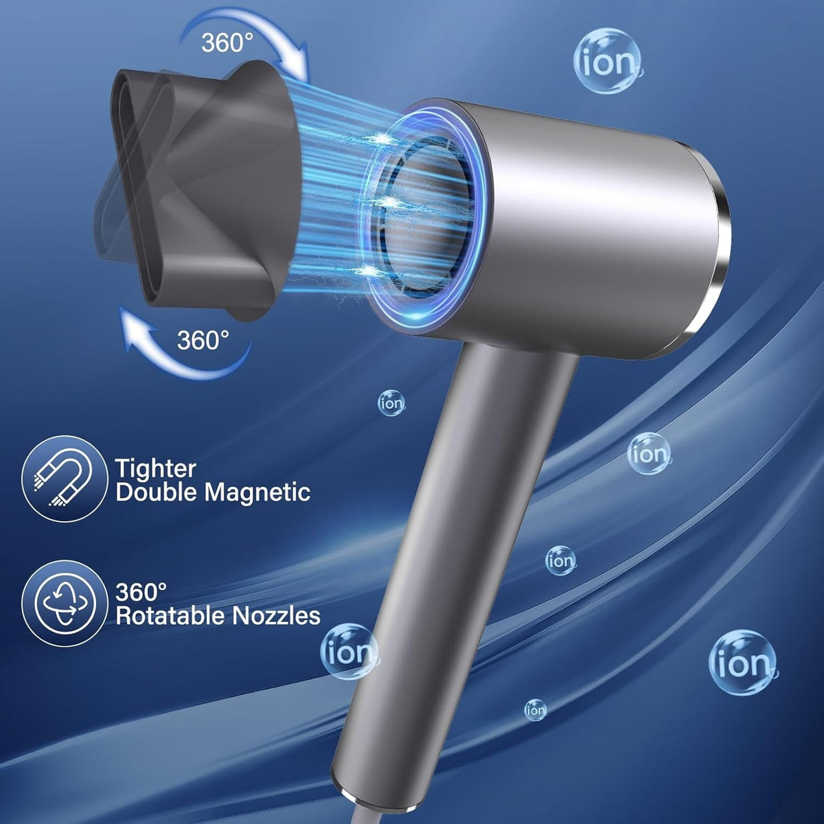 High-Speed Hair Dryer with Diffuser Negative Ions LED Display - Powerful Styling Tool