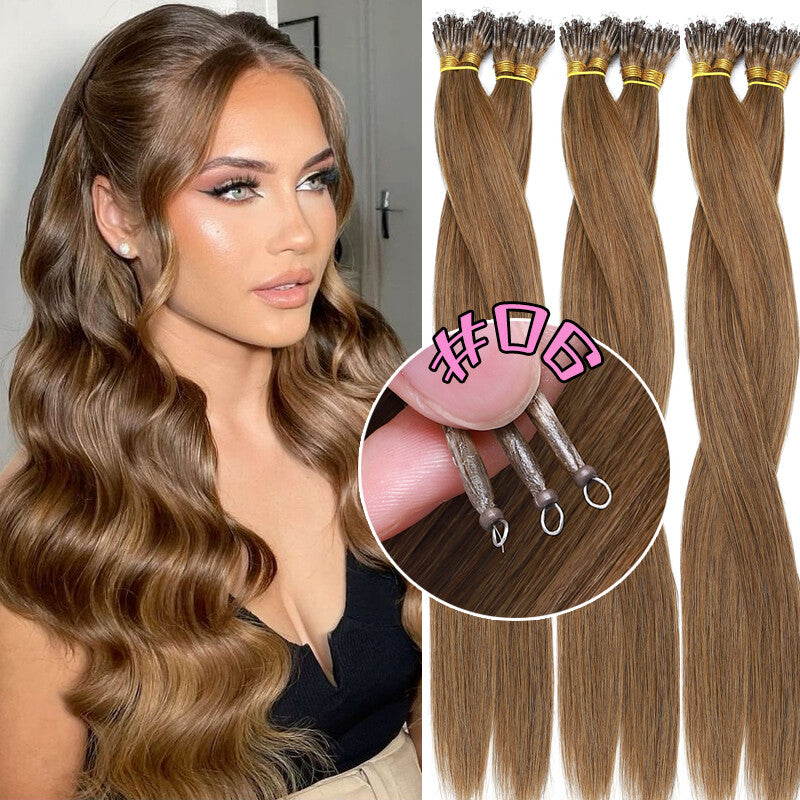 150g Human Hair Extensions with Nano Rings - Thick Ombre Micro Loop Beads