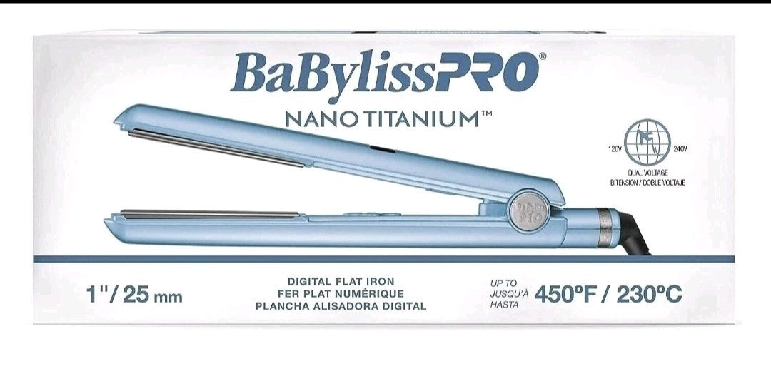 BaByliss Pro Nano Titanium Digital Flat Iron 1 Inch 450°F Hair Straightener