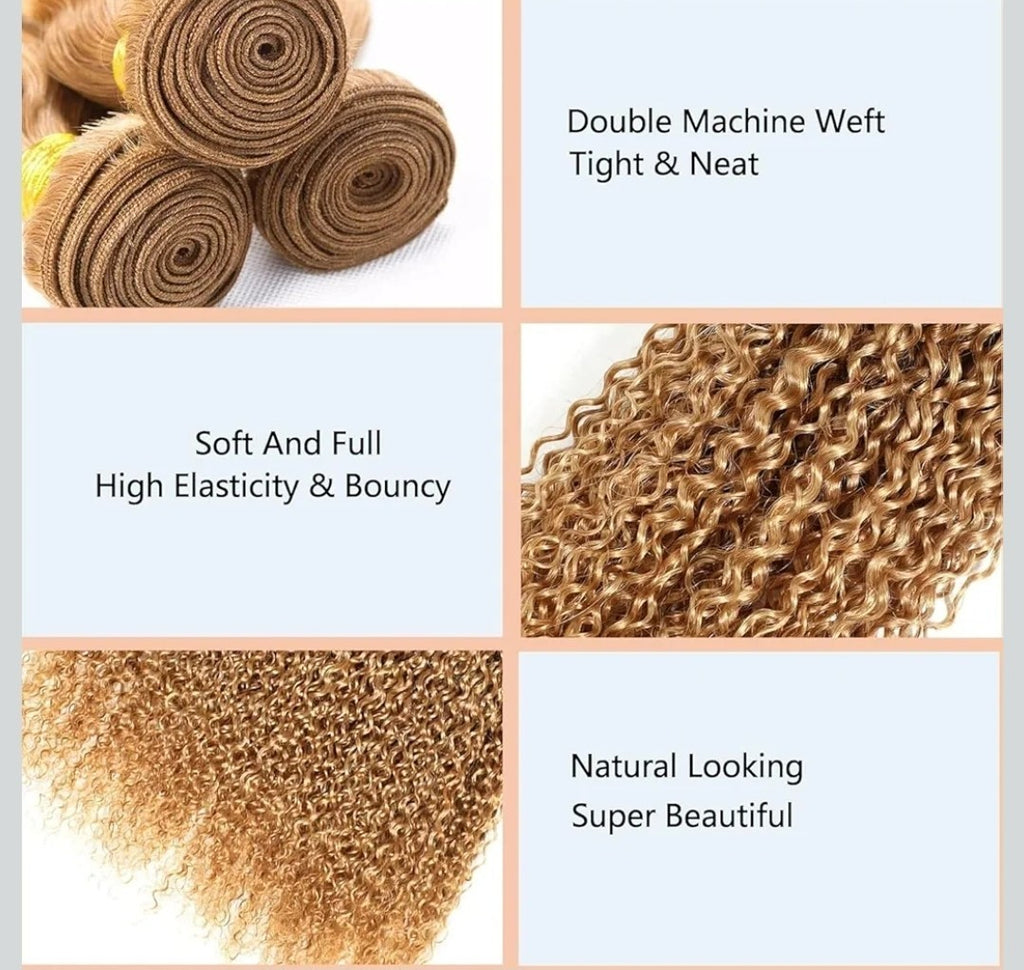 Virgin Human Hair Bundles 27# Jerry Curl 18 20 22 Inches - Unbranded