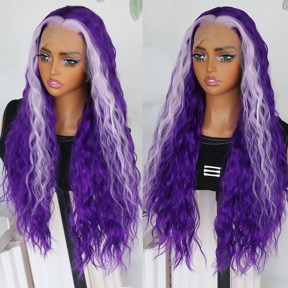 Pre Plucked Purple Curly Lace Front Wig with Heat Resistant Synthetic Hair