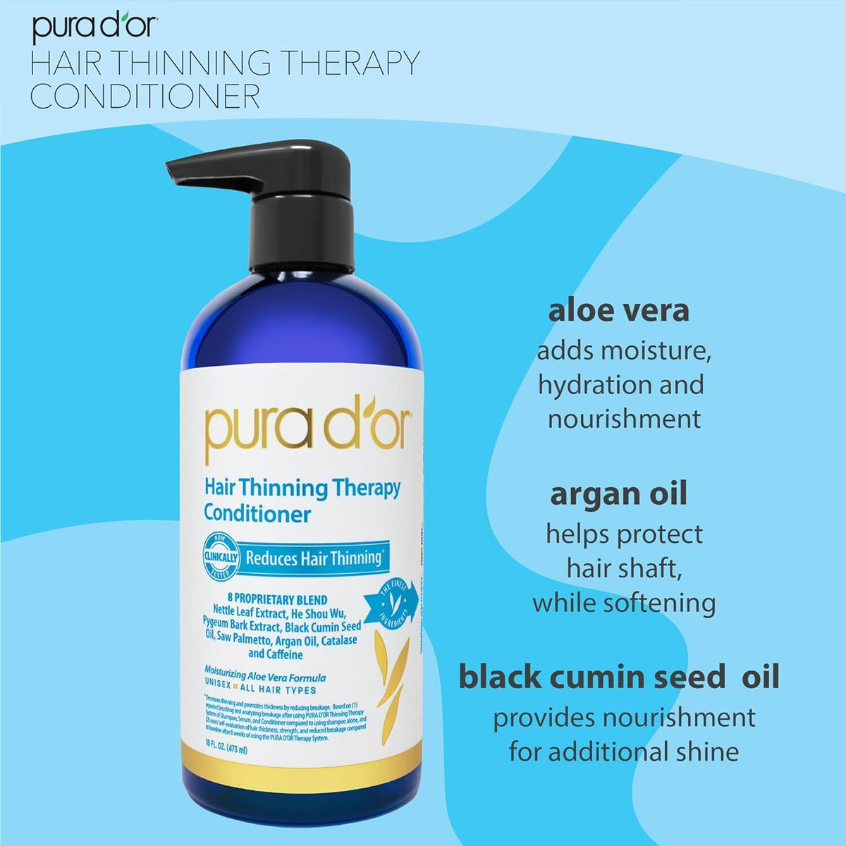 PURA D'OR Hair Thinning Therapy Conditioner for Hair Loss & Damage - 16 fl oz