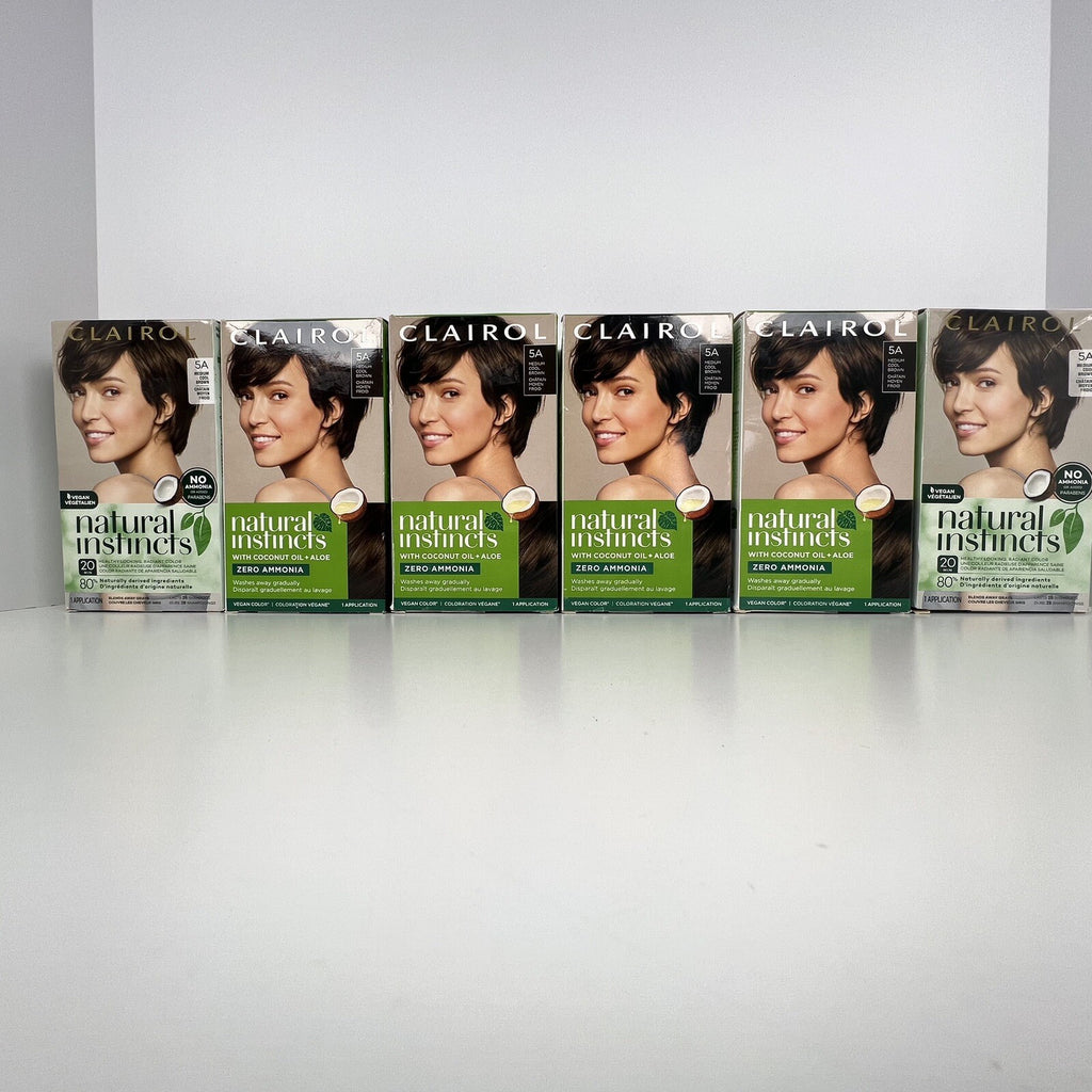 Clairol Natural Instincts Semi-Perm Hair Dye Medium Cool Brown 5A - Pack of 6
