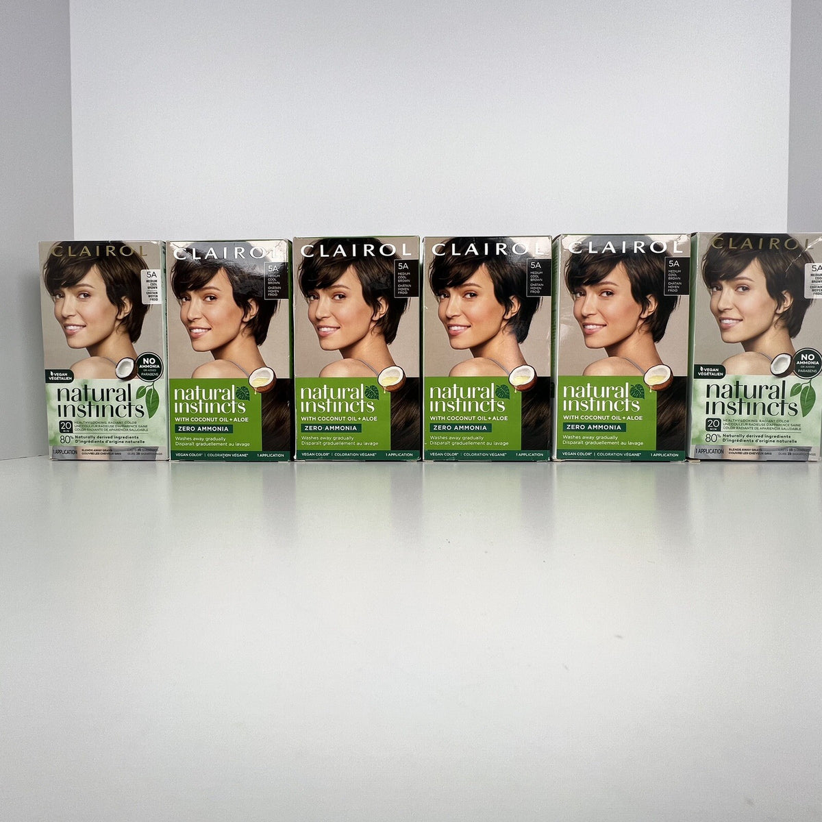 Clairol Natural Instincts Semi-Perm Hair Dye Medium Cool Brown 5A - Pack of 6