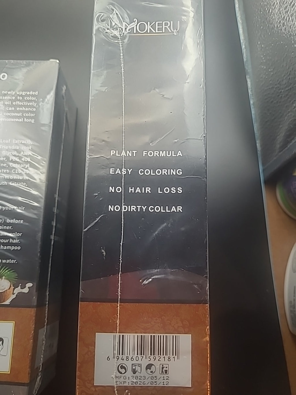 Natural Black Coconut Hair Dye Shampoo Set - 2 Pack, 500ml Each