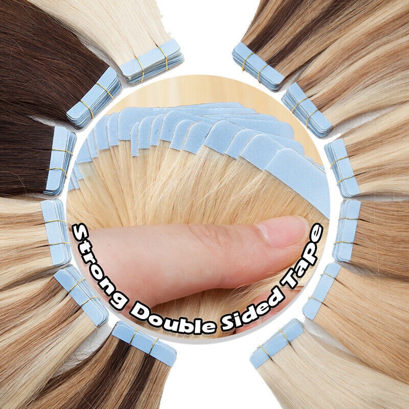 Invisible Skin Weft Tape-in Hair Extensions - Premium Remy Human Hair, Reusable & Seamless