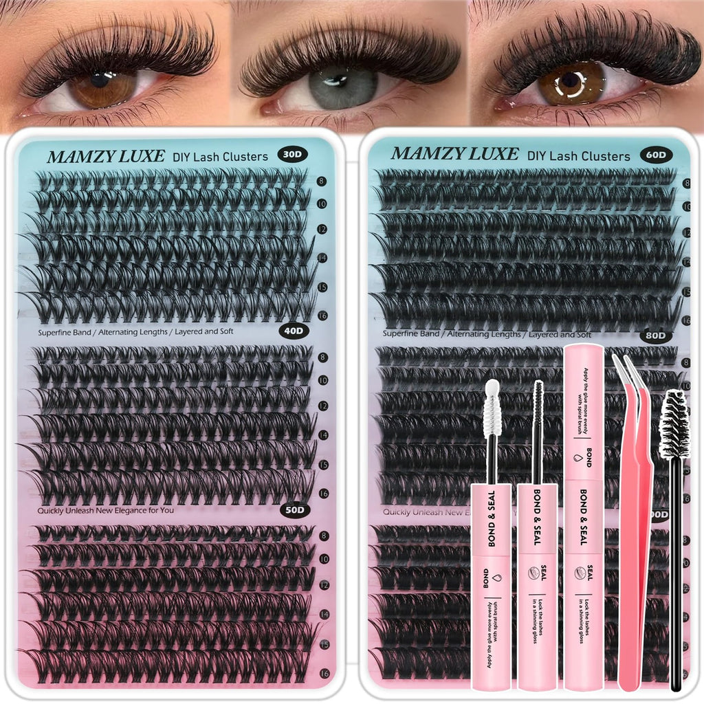 Lash Clusters Kit 708pcs Wispy Eyelash Extensions 10-16mm with Glue & Tweezers