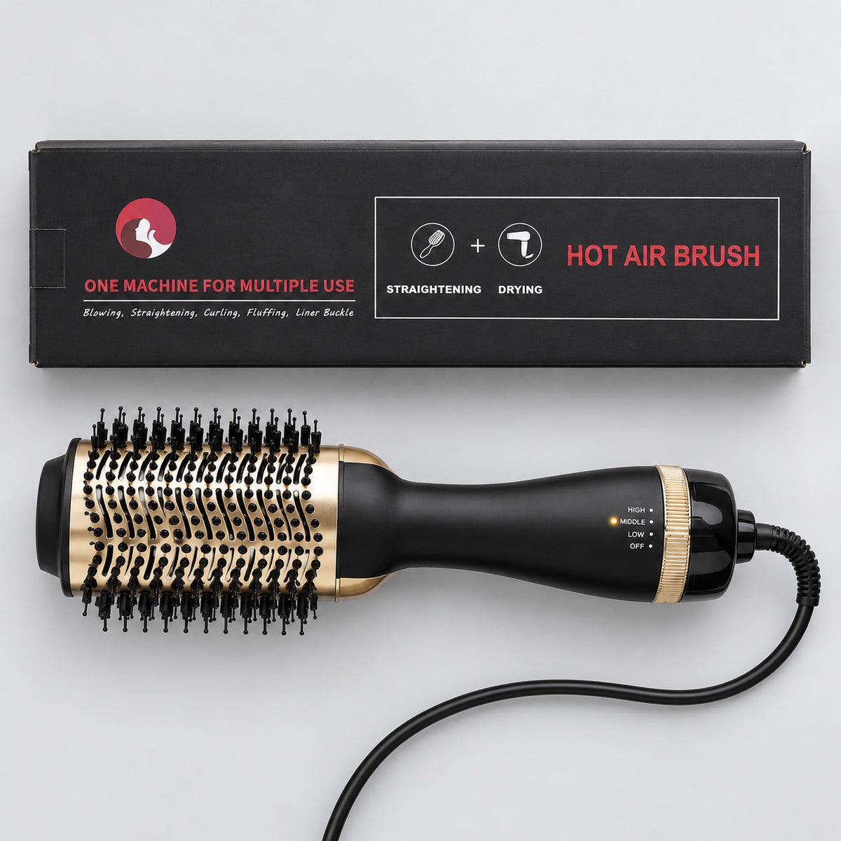 4-in-1 Hot Air Brush Hair Dryer Volumizer Styler - Ceramic Oval 1000W
