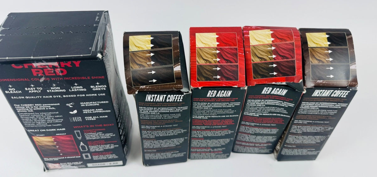 Hair Dye Set of 5 - Cherry Red, Instant Coffee, Red Again - Bleach London