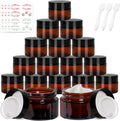 1 oz Amber Glass Jars with Black Lids – 24 Pack Cosmetic Storage Containers