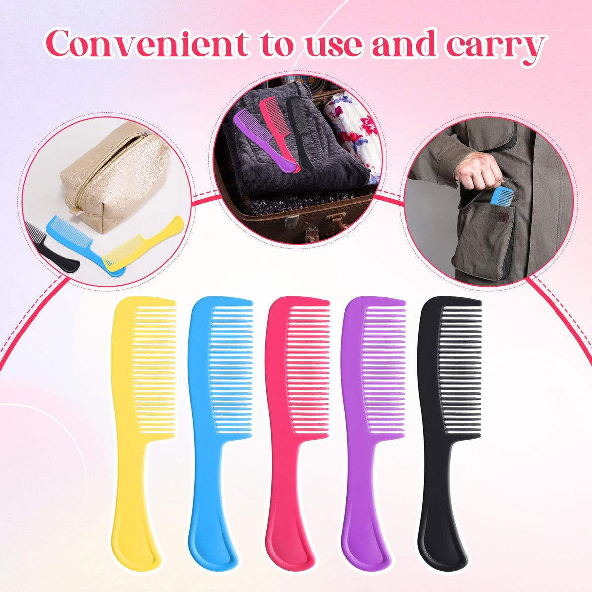 Bulk Plastic Hair Combs Set 15cm Travel Pocket Comb for Women & Men