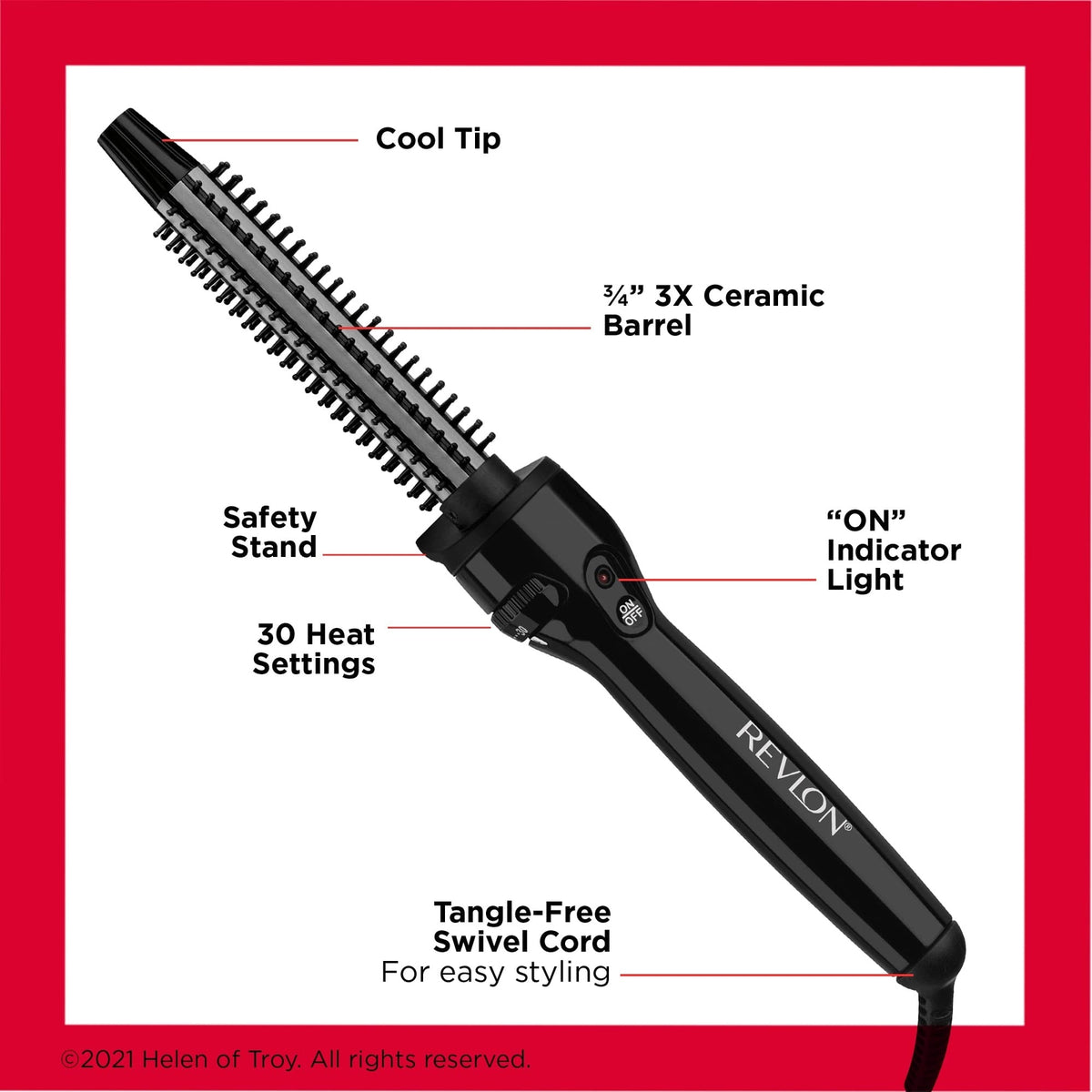 Revlon Triple Ceramic Curling Brush Iron 3/4 Inch for Silky Waves & Hair Styling