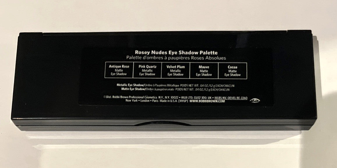 Bobbi Brown Rosey Nudes Eye Shadow Palette — 5 Shade Velvet Plum Mauve Cocoa