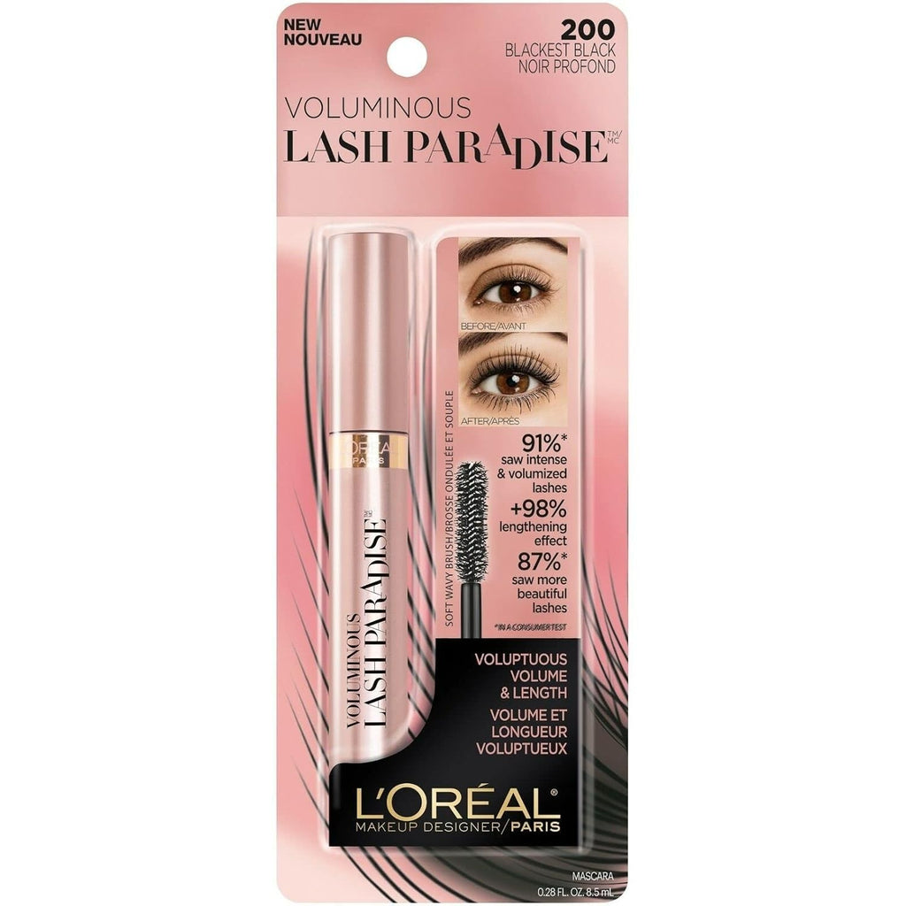 L'Oréal Lash Paradise Volumizing Mascara Blackest Black 200 - 2 Pack