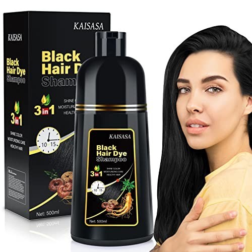 3-in-1 Hair Dye Shampoo for Gray Coverage - Natural Black, 500ml for Men