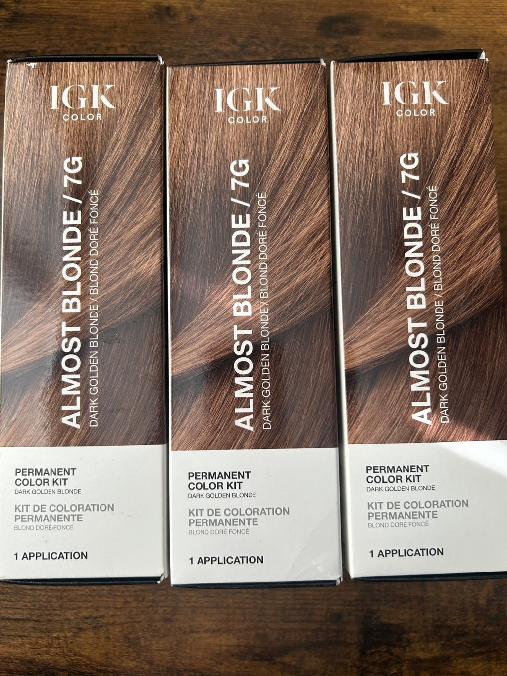 Permanent Hair Dye Color Kit 7G Dark Golden Blonde 3 Pack - Salon-Quality