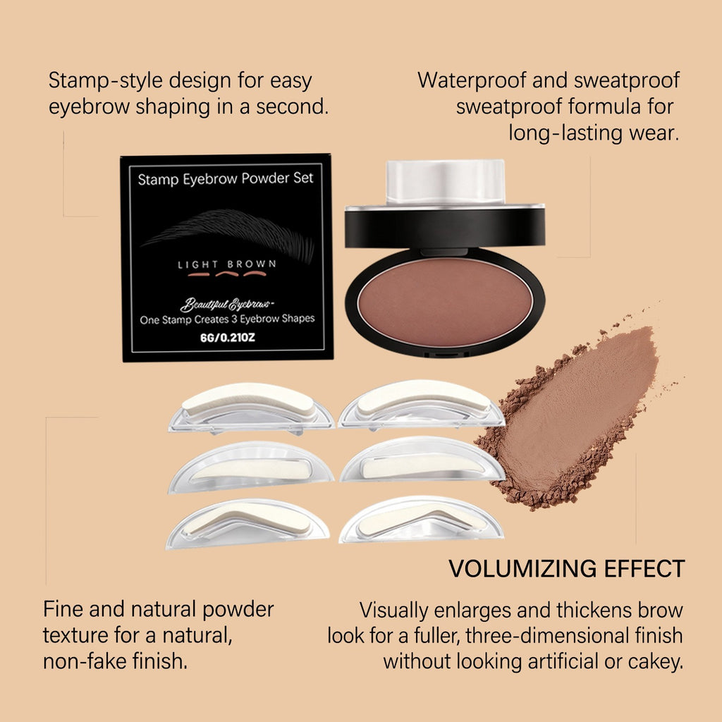 Eyebrow Stamp Kit with 3 Shapes - Water-Resistant, Quick & Easy Makeup