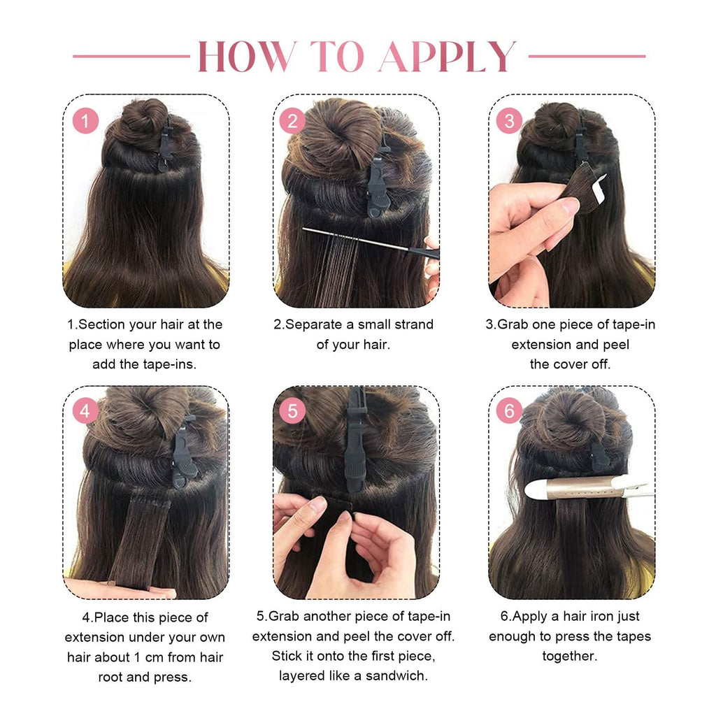 Tape-in Hair Extensions 20pcs 16 Inch Silver White Ombre Human Hair
