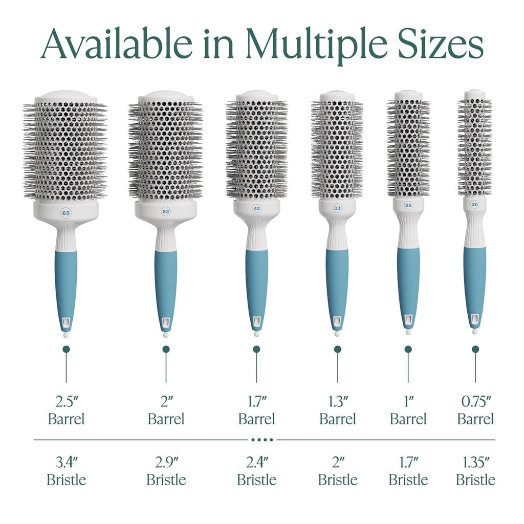 Detangling Ceramic Round Hair Brush for Shine & Volume - Ionic Bristles