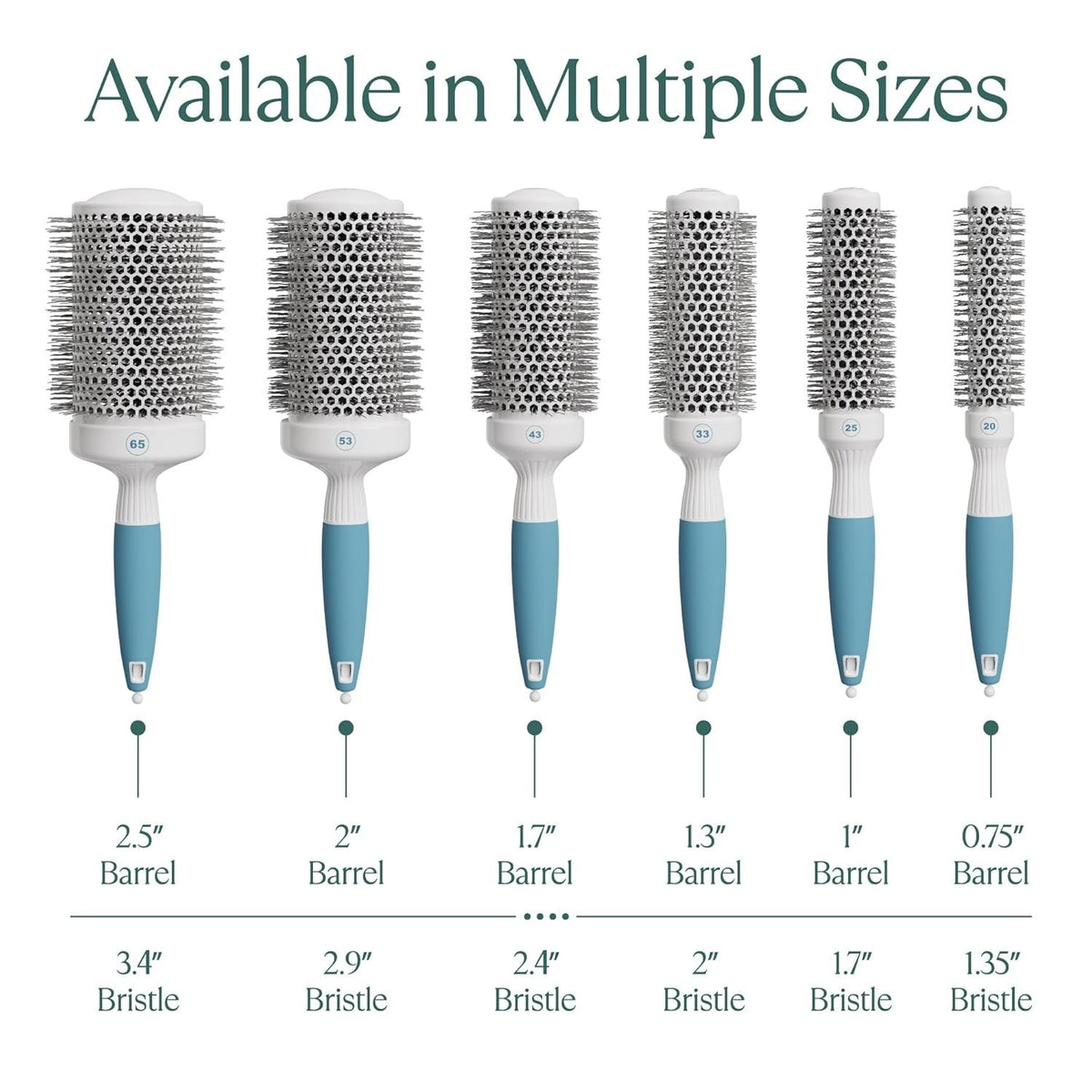Detangling Ceramic Round Hair Brush for Shine & Volume - Ionic Bristles
