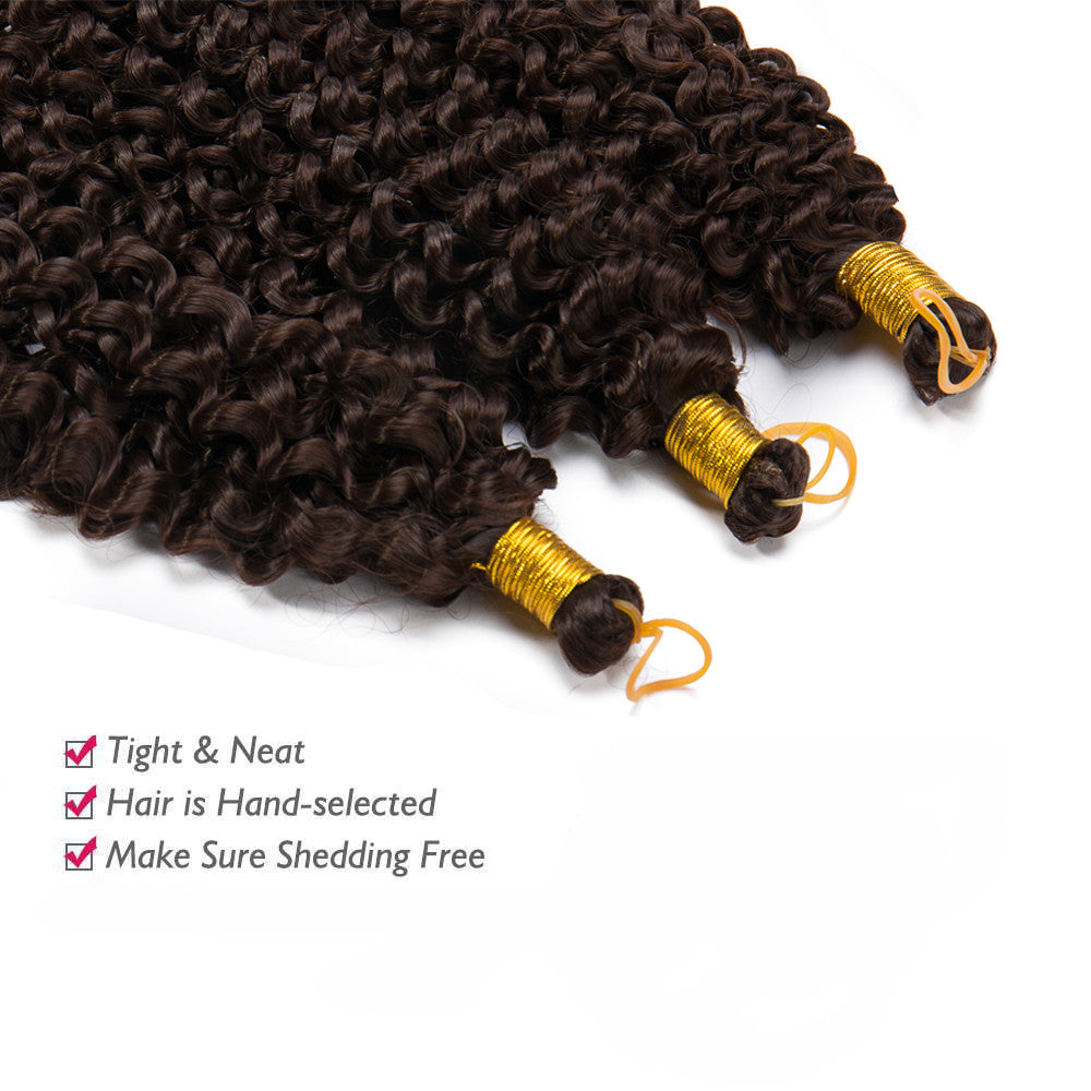 Water Wave Crochet Hair Extensions Long Curly Human Hair 10% Volumizing