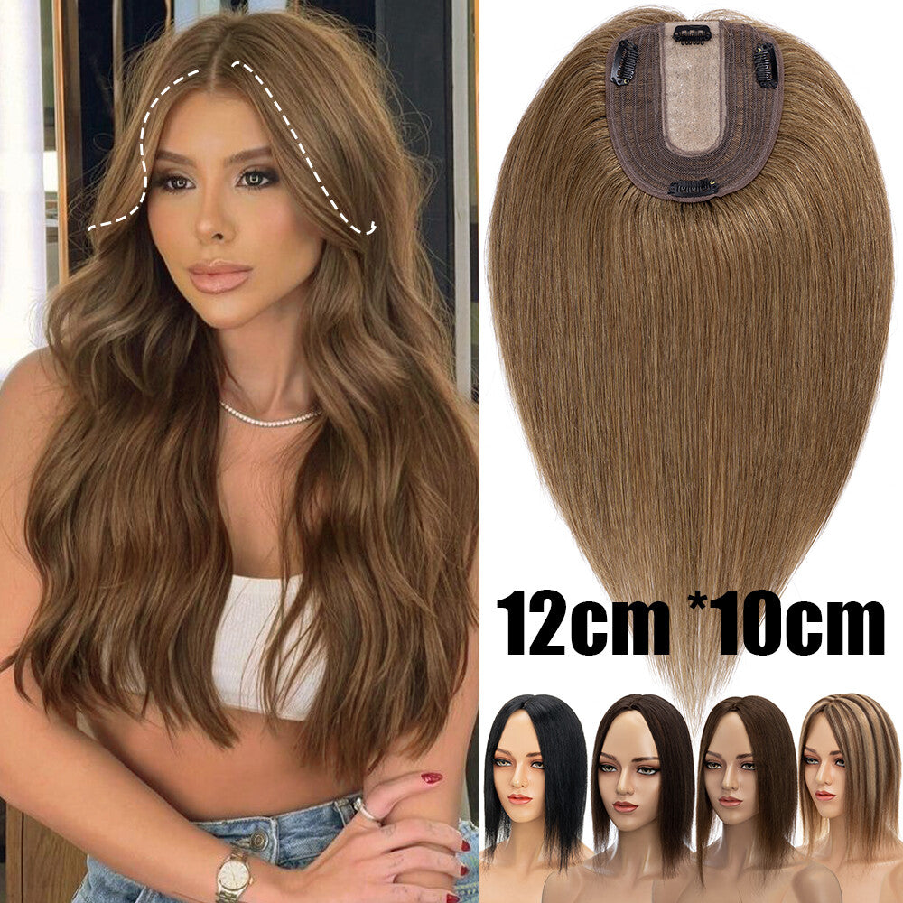 Remy Human Hair Topper with Silk Mono Base & Multiple Lengths for Women