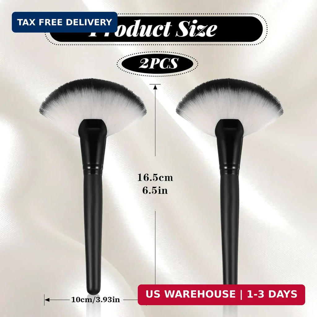 2 Pack Fluffy Fan Makeup Brushes for Face Blush Highlighting Soft Bristle