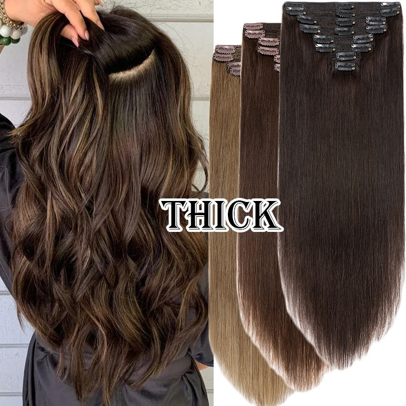 Remy Human Hair Clip-In Extensions Full Head - Thick & Natural Look