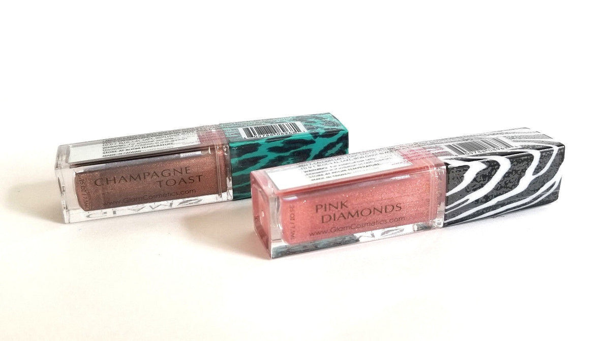 LED Lip Gloss Duo with Mirror - 2 Pack Glam Cosmetics Lip Gloss Set
